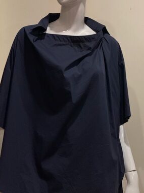 Pietro Arrigo Gaspari Design Navy Architectural Draped Tunic Top L/XL